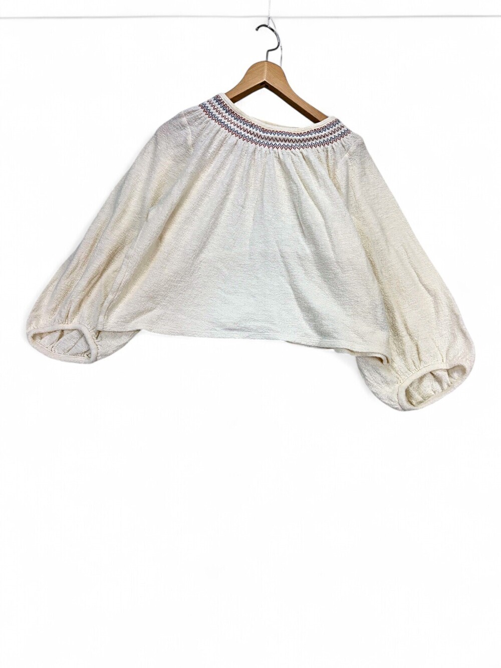 Madewell Smocked Neck 100% Cotton Long Sleeve Top S